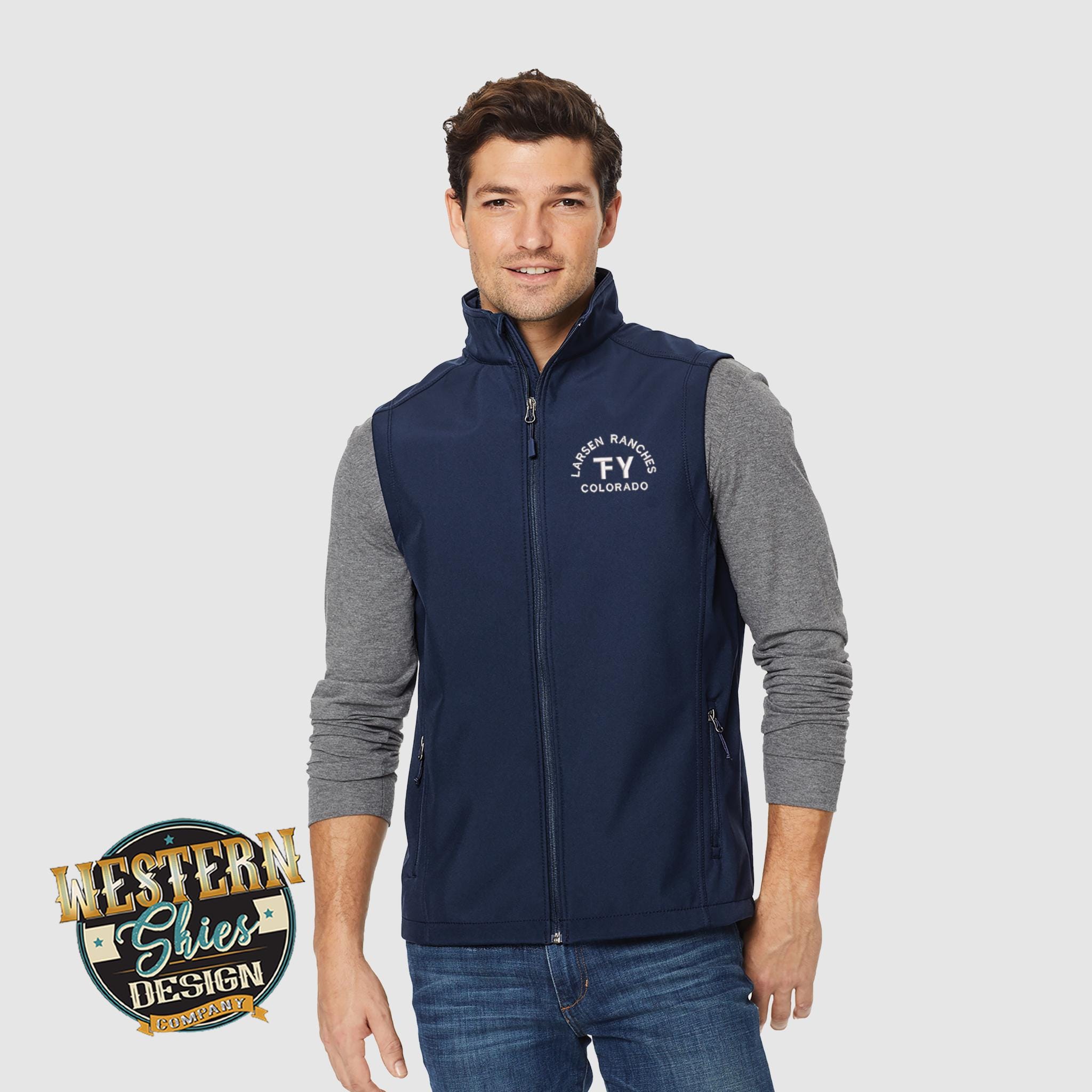 Custom Embroidered Soft Shell Vest: Personalized Farm & Ranch Logo