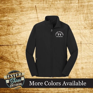 Custom Branded Youth Softshell Jacket livestock Brand farm and Ranch Logo personalized ranchwear outerwear club Jacket Etsy Canada