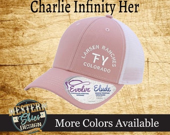 Charlie Infinity Her Ponytail Hat - Custom Embroidered Hat - Livestock Brand Personalized- Farm and Ranch Custom Cap -Trucker Hat