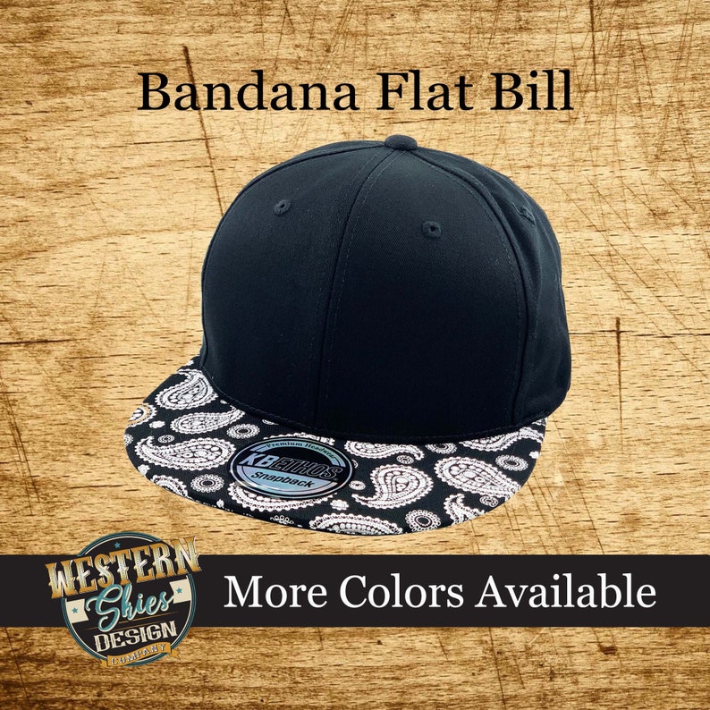 Bandana Flat Bill Hat. Custom Logo, Small Business, Corporate Swag. Custom Western Hat. Unique Style