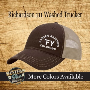 2 pack Mix Colors and Styles - Richardson 111 Washed Trucker - Custom Embroidered Hat -Snapback - Livestock Personalized- Farm and Ranch