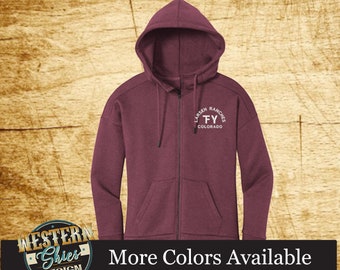 District Ladies Fleece Zip Up Hoodie - Farm and Ranch Wear - Personalized Hoodie  - Livestock Brand - Outerwear