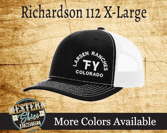 Richardson 112 X-Large Premium Custom Embroidered Trucker Hat -Snapback- Livestock Brand Personalized- Farm and Ranch - Mens Custom Hat