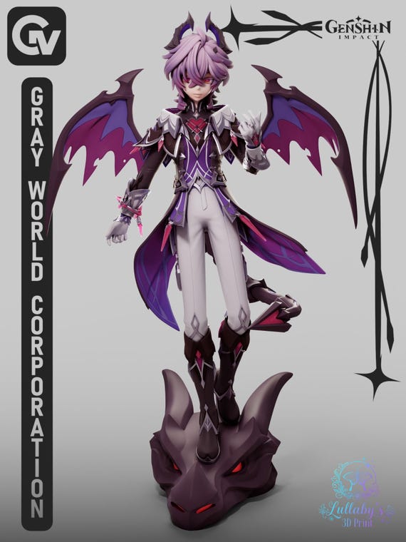 Durin Genshin Impact Figure | Dragon Form Fanart Statue | Resin 3D Print | Anime Collectible Figure