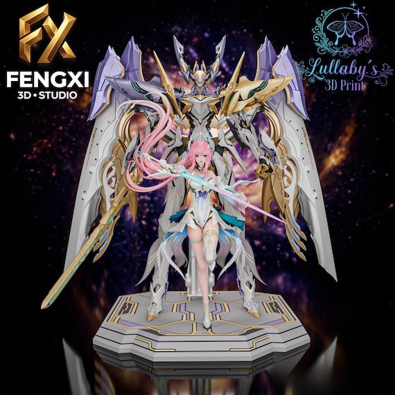 Aemeath & Exostrider – Wuthering Waves Fan Art Figure | 385 mm Resin Print | Premium Collector's Item