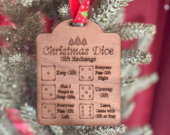 Adorno de juego de intercambio de regalos de dados navideños