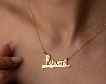 Collar con varita de Harry P., collar con nombre de varita de mago, joyería con nombre de Potter, collar mágico personalizado, colgante de varita de Harry personalizado