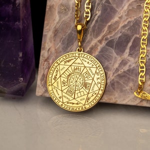 Seal of Seven Archangels Necklace - Solid Gold and Silver Necklace - Sacred Geometry - Spiritual Gift - Seals of Solomon Protection Necklace