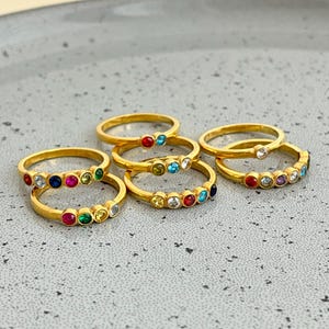 Birthstone Ring, Personalized Gift For Mom, Family Birthstone Jewelry Gold, Ring For Women, Mothers Ring, Dainty Birthstone Ring