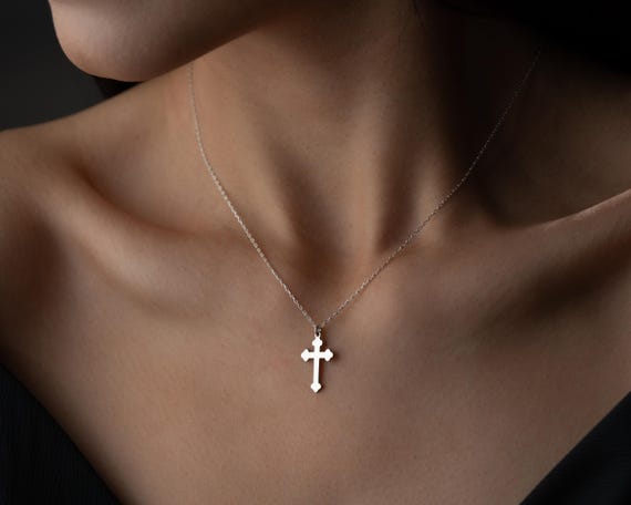 Cross Necklace: Tiny Cross Pendant, Christian Jewelry, Minimalist