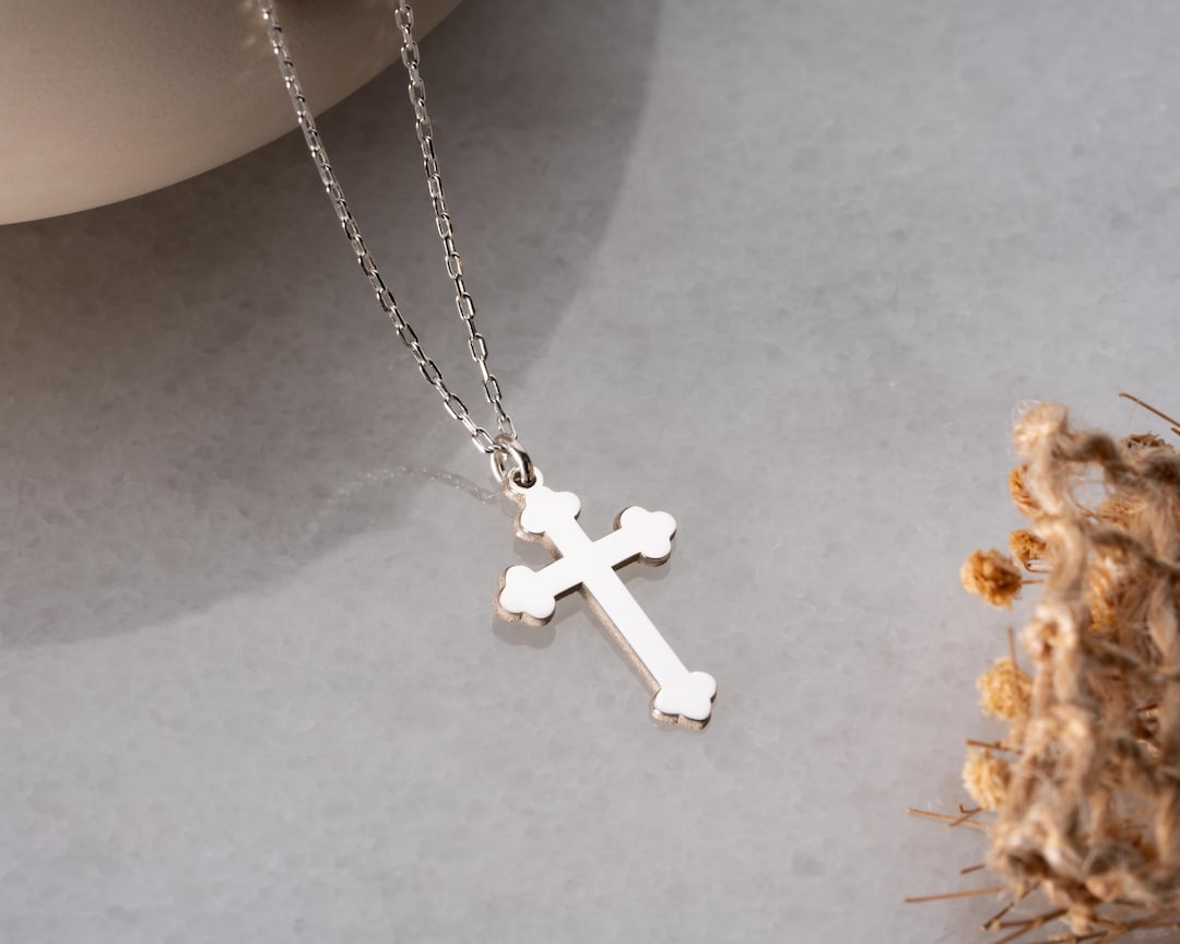 Cross Necklace: Tiny Cross Pendant, Christian Jewelry, Minimalist