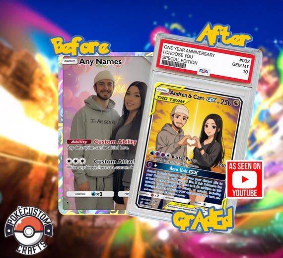 couple pokemon card Custom Pokmon Price Love Acrylic Card, Personalized Photo  Petal Custom Pokemon Couple Card |