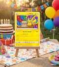 Pokémon Birthday Invitations with Holo Sleeves - Physical Replica Trading Cards - Write-On Printed Party Invites