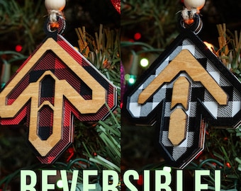 Dance Dance Revolution (DDR) Arrow Holiday Ornament with REVERSIBLE Buffalo Plaid Designs