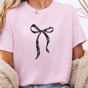 Coquette T-Shirt with Black Lace Bow | Women's Graphic Tee