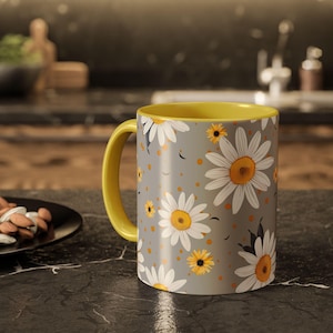 Floral Daisies Mug Perfect Gift for Mom or for Mothers Day, Floral Design Coffee Cup, Birthday, Summer Beach Home Decor, large coffee mug