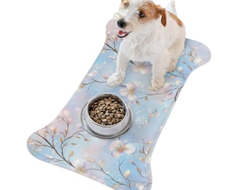 Tapete de alimentación floral para mascotas, tapete de comida para perros o gatos, regalo para amigos peludos en tonos pastel, regalo de inauguración de la casa o cumpleaños, nuevo accesorio de regalo para mascotas