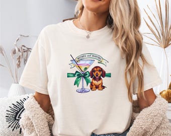 Comfort Colors Winnies and Martinis T-Shirt Winnies Tinis Tee Cute Dachshund Shirt Martini T-Shirt, Dachshund Mom Gift, Martini Lover Gift