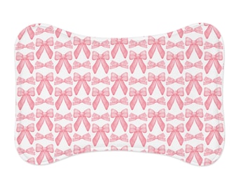 Charming Pet Feeding Mat with Pink Bows, Dog Cat Bowl Mat, Dog Cat Food Mat with Cute Bow Design, new pet gift, housewarming gift,
