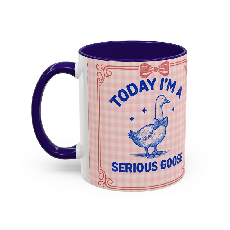 Bonita taza de ganso serio, regalo perfecto, taza grande azul rosada divertida y tonta de ganso, regalo de cumpleaños, taza de café, coffeelove, taza de café y té imagen 4