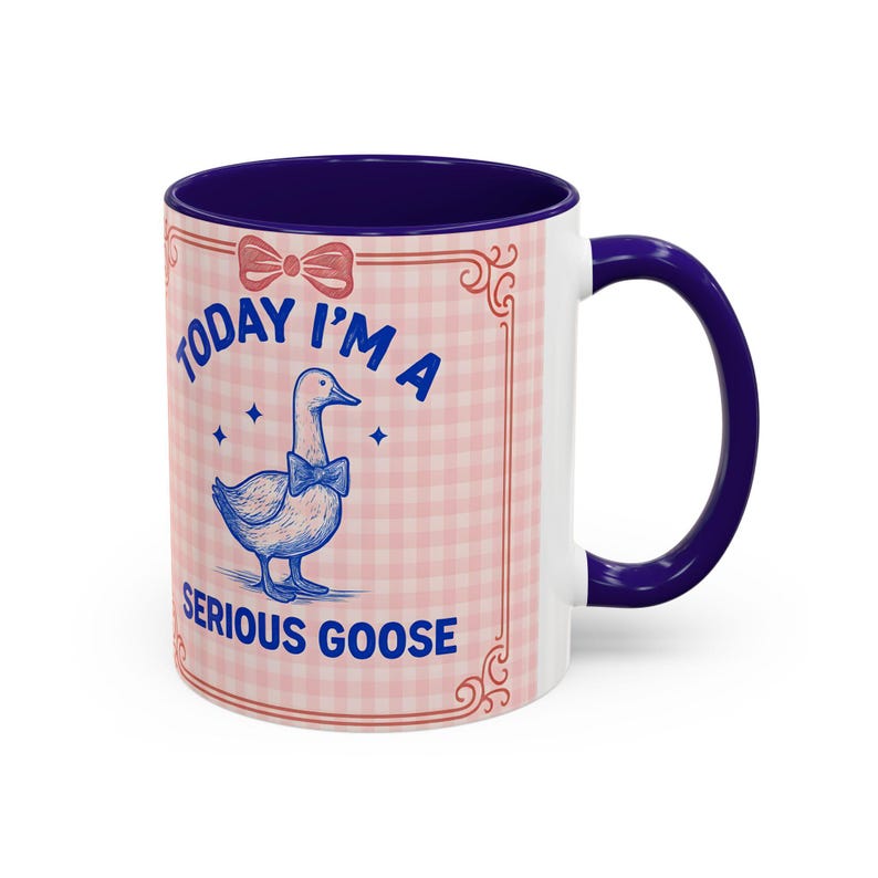 Bonita taza de ganso serio, regalo perfecto, taza grande azul rosada divertida y tonta de ganso, regalo de cumpleaños, taza de café, coffeelove, taza de café y té imagen 3
