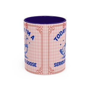 Bonita taza de ganso serio, regalo perfecto, taza grande azul rosada divertida y tonta de ganso, regalo de cumpleaños, taza de café, coffeelove, taza de café y té imagen 2