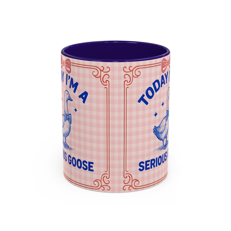 Bonita taza de ganso serio, regalo perfecto, taza grande azul rosada divertida y tonta de ganso, regalo de cumpleaños, taza de café, coffeelove, taza de café y té imagen 2
