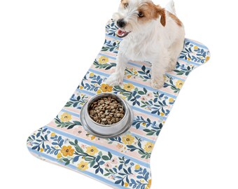 Pet Feeding Mat for Dog Bowl, Dog Food Mat with furry friends, new pet gift, housewarming gift, birthday gift, new pet mom gift accessory