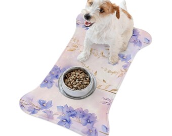 Tapete de alimentación floral para mascotas, tapete de comida para perros o gatos, regalo para amigos peludos en tonos pastel, regalo de inauguración de la casa o cumpleaños, nuevo accesorio de regalo para mascotas