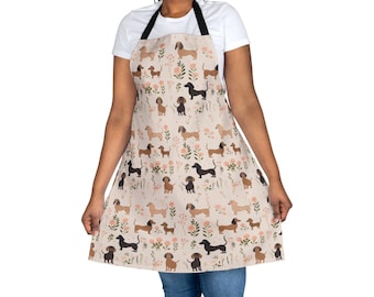 Dachshund Dog Print Chef Apron, Pet Lover Gift