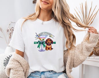 Comfort Colors Winnies and Martinis T-Shirt Winnies Tinis Cocktail Tee Dachshund Shirt Martini Weiner Dachshund Mom Martini dog Lover Gift