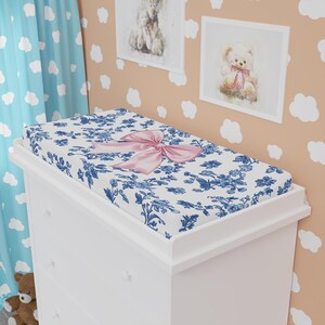 Floral Baby Changing Pad Cover with Bow, Nursery Baby Shower Gift, Baby Kids Room Decor, diaper changing pad, new mom gift, postpartum gift