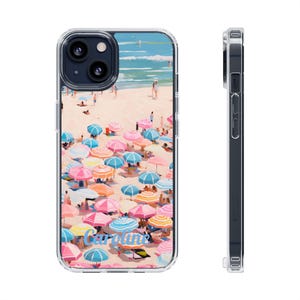 Personalized Beach life Clear iPhone Case trendy Summer Girly Cute Ocean Trending Stylish vacation iPhone 11 12 13 14 15 16 protectiv cover
