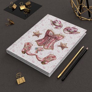 Coquette Pink Cowgirl Journal Western Pink Boots Hats French Country Chic Diary Coastal Cowgirl Aesthetic Stationery Cute Gift for Her