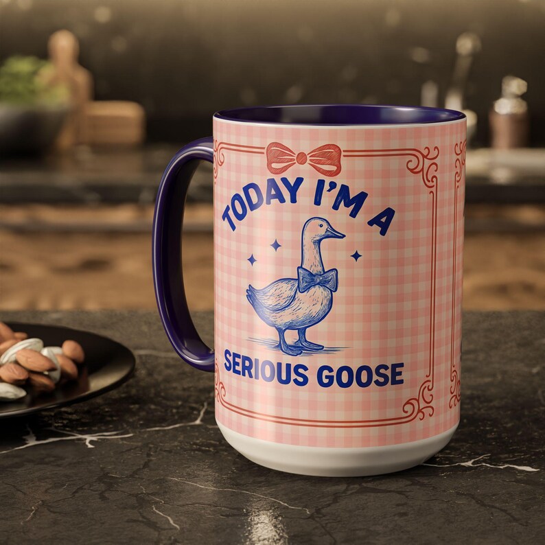 Bonita taza de ganso serio, regalo perfecto, taza grande azul rosada divertida y tonta de ganso, regalo de cumpleaños, taza de café, coffeelove, taza de café y té 15oz