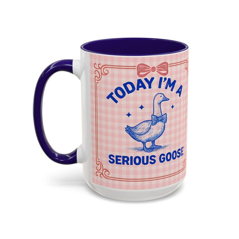 Bonita taza de ganso serio, regalo perfecto, taza grande azul rosada divertida y tonta de ganso, regalo de cumpleaños, taza de café, coffeelove, taza de café y té imagen 7