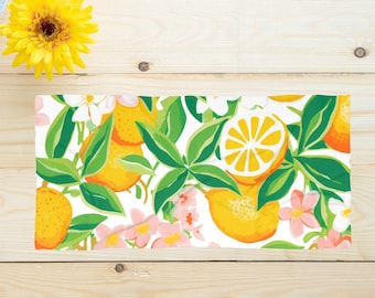 Lemon Floral Beach Towel, Italian Coastal Summer Decor (30x60)