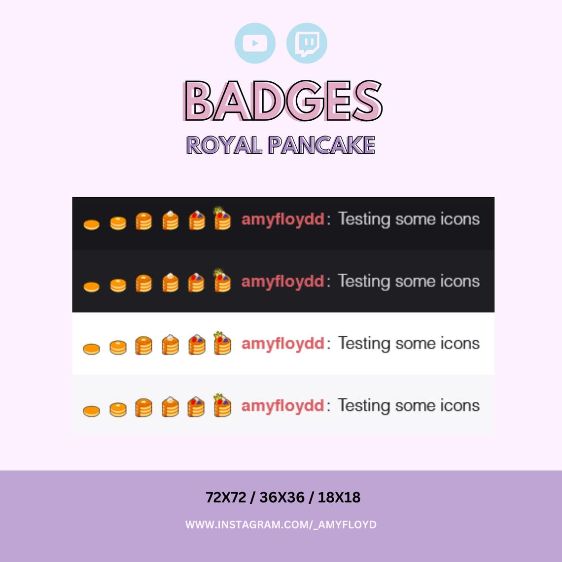 Pancake Royalty P2U Badges - Twitch Sub Bit Badges P2U Discord Food ...