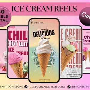 アイスクリームリール Instagramビデオ ジェラートリール チョコレートアイスクリーム ミントアイスクリームショップ ソーシャルメディアテンプレートリール アイスクリームビジネスリール