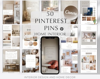 Home Interior Design Pinterest Templates Canva Editable | Innendesign Social Media Marketing Pins Inhalt (Digitaler Download)