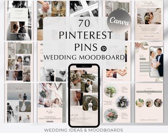 Hochzeit Moodboard Pinterest Pins Vorlagen Canva Editable | Hochzeitsidee Social Media Pins Content (Digitaler Download)