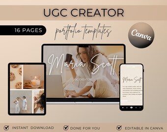 UGC Portfolio Template Canva: Minimalist Beige Presentation (Canva Editable)