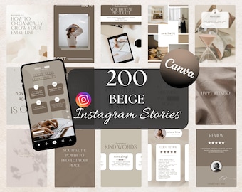 Beige Instagram Story Templates: 200 Canva Designs