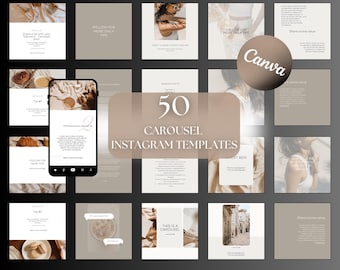 Beige Instagram Carousel Templates: Engagement Canva Templates (Digital Download)