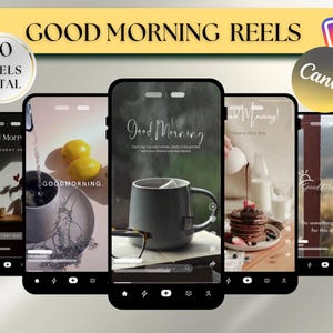 50 God morgon Instagram-rullar: Innehåll för sociala medier (Canva, digital nedladdning)