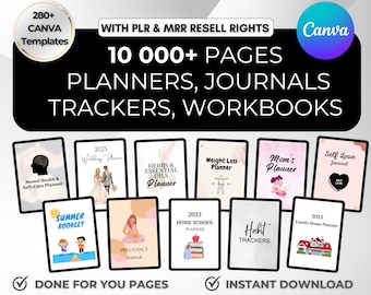 Paquete de plantillas de planificador Canva con más de 10 000 páginas: PLR y MRR