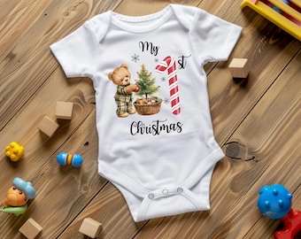 Baby's First Christmas Teddy Bear PNG, T-Shirt and Mug Design (Digital Download)