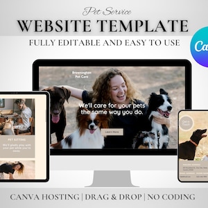 Pet Care Business Website Template | Editable Canva Design
