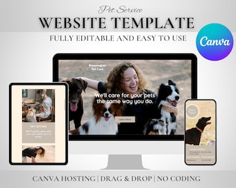 Pet Care Business Website Template | Editable Canva Design