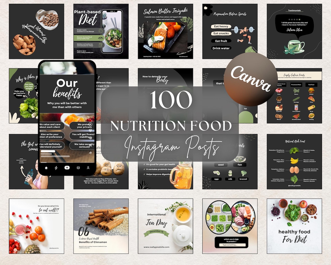 Nutrition Instagram Templates: Health Coach Social Media Posts - Etsy